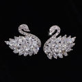 1Pair Fashion Swan Needle Earring Temperament Crystal Rhinestone Jewelry Podazz. 