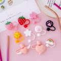 Cute silicone straw cover dustproof glass stainless steel straw cap accessories cartoon universal food grade non-disposable. 