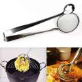 2-in-1 Frying Tongs and Oil Strainer-Stainless Steel. 