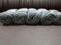 Festival simile Acrylic Yarn balls 3ply 5x balls deep green color with silver wire. 