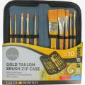 Daler Rowney - Simply Gold Taklon Paint Brush Set and Zip Case - Set of 10. 