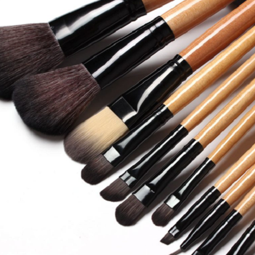 12 Piece Makeup Brush Set with leather pouch