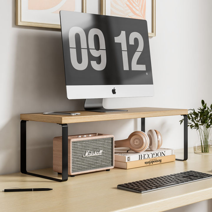 Monitor%20booster%20shelf,%20desktop%20computer%20monitor,%20screen%20base,%20elevation%20stand,%20desktop%20keyboard%20tray,%20storage%20rack%20-%20Image%202