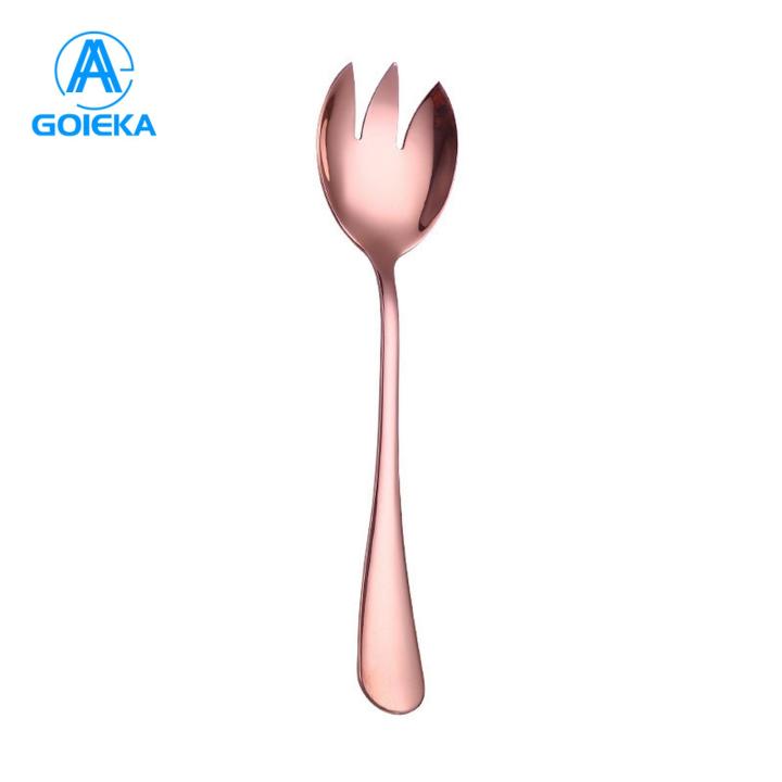 GOIKEA Sturdy Kitchen Tools Colorful Long Handle Stainless Steel Spoon Fork Set for Dessert Cake Soup Salad Coffee Ice Cream Kitchen Utensil Cutlery Flatware