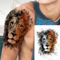 Large Size 3D Watercolor Lion Temporary Tattoos For Men Adults Realistic Tiger Tattoo Sticker Transfer Tattoo Arm Body Art. 