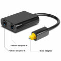 Digital SPDIF Optical Audio Splitter 2Way Toslink Adapter 1 input 2 Output. 