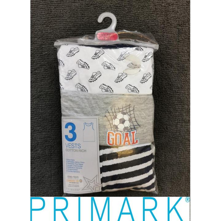 Primark 3 Pack Boys Vests (7-8 Years)
