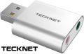 TECKNET USB Audio Adapter External Stereo Sound Adapter Aluminum with 3.5mm Speaker/Headphone and Microphone Jacks For Windows and Mac, Plug and Play, No drivers Needed. 