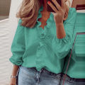 Elegant Top Pure Colors Beautiful Flower Print Women Shirt. 