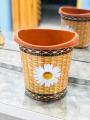 Dustbin - Room Dustbin - Dustbin Flower Printed Plastic Dustbin (Small Size 9 Inches Height). 