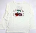 MANGO Girls Long Sleeves Off White T Shirt Todays Mood Cherry on Top. 