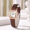 LUCKYFOX Casual Polygon Pointer Quartz Watch Retro Fashion Analog PU Leather Wrist Watch For Women Girls. 