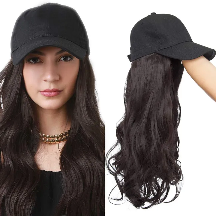 Cap with hair extension hair integrate cap hat for women girl daily hair style wig Daraz.pk