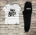 New Trendy Tracksuit No Days Off For Mens Summers T shirt and Trouser. 