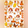 Cute Orange Aesthetic Anime Stickers A5 Uncut for Kids Girls Anime Lovers Journal Scrapbook Phone Cover Laptop Notebook DIY Crafts and more. 