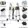 Heavy Duty 12.5FT / 14.5FT / 16.5FT / 18.5FT /  21.5FT / 26.5FT - A-Frame Telescopic Ladder Aluminium Portable Multi-Purpose Extension Ladder Telescoping Ladder, Extension Ladder for Household, INDOOR AND Outdoor Work. 