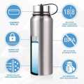 800 ml Stainless Steel Outdoor Water Bottle with Leather Case Portable Outdoor Travel Insulated Water Bottle. 