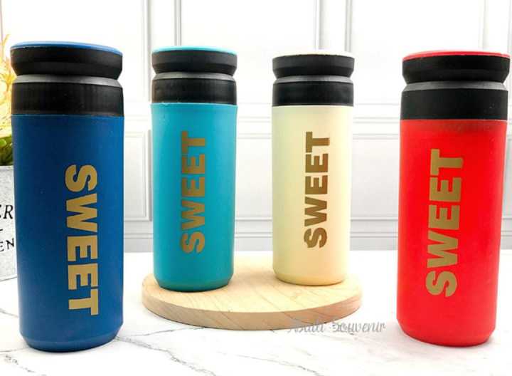 Sweet glass tumblr 520ML with beautiful plastic cottage ruff and tuff Bottle