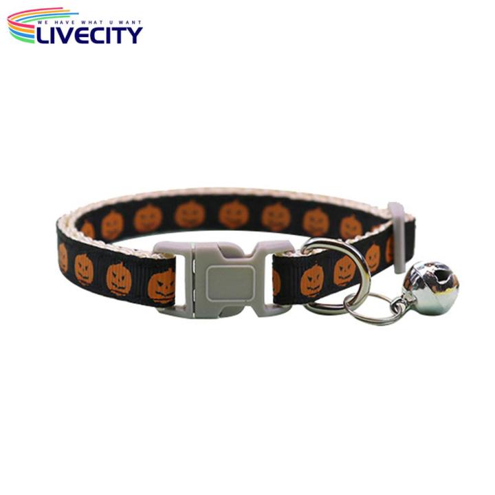 Dog Collar Multiple Styles Halloween Themed Bats Pumpkins Print Cat Collar
