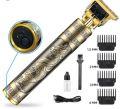 T9 Metal Golden Trimer - Vintage T9 Rechargable Electric Hair Clipper Cutting Machine - Professional Hair Barber Trimmer For Men -Cordless Usb Recharging - Hair Grooming Kit 0mm Gapped Clippers 4 Combs - Golden Color - Metal Body. 