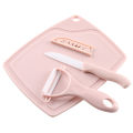 Kitchen three-piece ceramic fruit knife set mini plastic cutting board paring knife household small knife knife. 