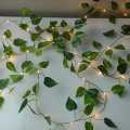 1Pc Artificial Plant Leaves Bail With Fairy Lights Battery Operate 7Ft Artificial Leaves Bail With 1Ft Fairy Light String Length  Leaves Garland With LED Lights For Room Decor  Wall Hanging Decor Home Decoration. 