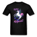 Totally Magical Neon Unicorn Geometric T Shirts Mens Vaporwave Aesthetic Art Design Faddish Men's Tops T Shirt Plus Size. 