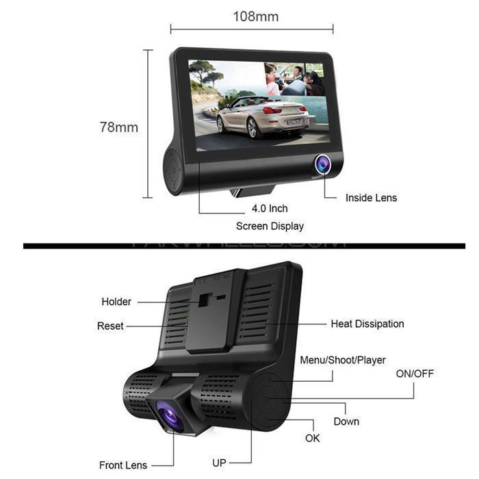 Universal Car DVR Dash Camera, FHD 1080P 170° Wide Angle Car DVR Rearview Video Dash Cam Recorder Camera LCD Screen