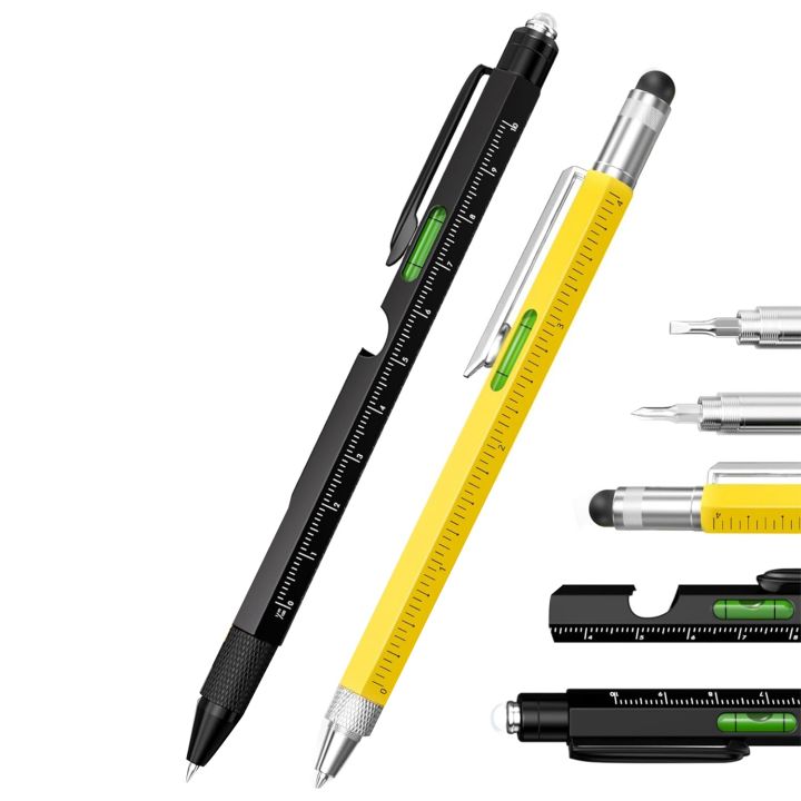 Mens Gifts for Christmas, 9 in 1 Multi Tool Pen Set, Gadgets for Mens Stocking Stuffers for Dad Grandpa Gifts Yellow+Black