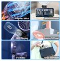 USB Handheld Mini Fan Foldable Portable Neck Hanging Fans 5 Speed Rechargeable Fan with Phone Stand and Display Screen. 