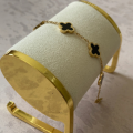 : Elegant Stainless Steel bracelet, Black Clover double side Stylish Bracelet, four leaf bracelet for Women and Girls  Fashionable Stainless Steel Jewellery Collection , Gold plated bracelet. 