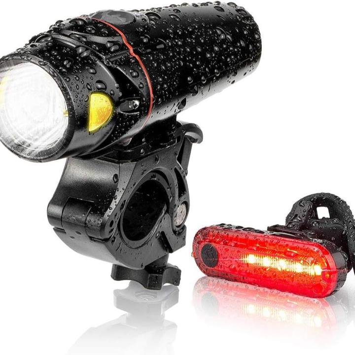 Front Light Set Bike Light Set, USB Rechargeable WaterProof super Bright white Front ...