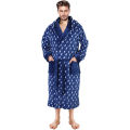 Fast Forward Mens Hooded Fleece Robe - Plush Long Printed Bathrobes. 