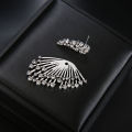 1Pc Vintage Fan Shape Rhinestone Asymmetric Earrings Ear Jacket Women Jewelry. 