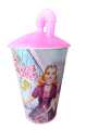 Kids Juice Glass with Straw - Reusable water glass for kids - Pipe glass with cover - Cartoon characters glass for school, Picnic, party, traveling & Gift. 