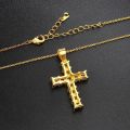 Christian Cross Women's Neck Chain Hippie Men Necklace Jewelry Pink Cubic Zirconia Iced Out Pendants Gold Color Choker KBN406. 