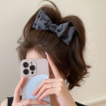 Elegant Bowknot Dot Ponytail Holder Women Girls Hairgrips Claw Headwear. 