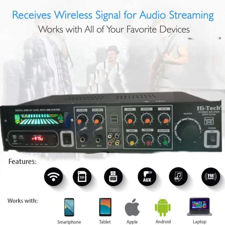 HI-TECH POWER  amplifier for big sapekers with Bluetooth led light effects