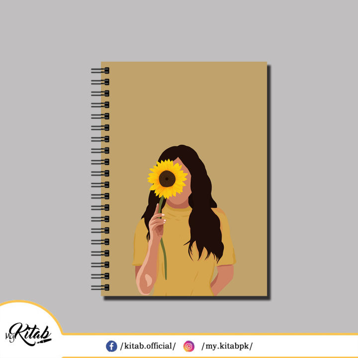 MyKitab - Girl SunFlower Spiral NoteBook A5 & A4 150 pages|Notebook for Girls and Boys |Diary