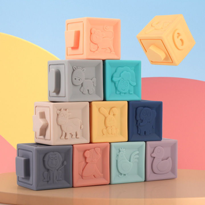 Children's soft rubber embossed large soft building blocks baby baby early education cognitive puzzle stacking can nibble toys