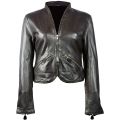 Sleek Zip-Trim Dark Brown Womens Faux Leather Jacket - LJ35. 