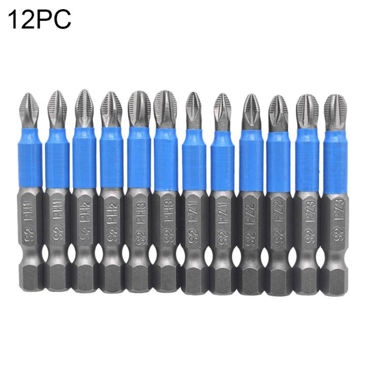 12Pcs Non-slip Magnetic PH1 PH2 PH3 PZ1 PZ2 PZ3 Electric Screwdriver Drill Bit