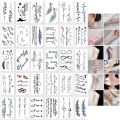 【Good-Love Store】30pcs/Set Chinese Letters Words Temporary Tattoos Set Fake Black Arm Sleeve Tattoo Sticker Women. 