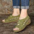 OIMG Women Sandals Cross Belt  Non-Slip Casual Wedge Sandal For Women Pure Color. 