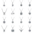 Live source: imitation silver necklace, moissanite pendant, women's love jewelry, niche and versatile clavicle chain, color-preserving titanium steel chain. 