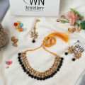 Jewellery Set Kundan - (3 in 1) Necklace, Earrings & Maang Tika - Artificial Jewellery for Women & Girls - Fashion Jewellery Golden Combination  OWN Jewellery. 