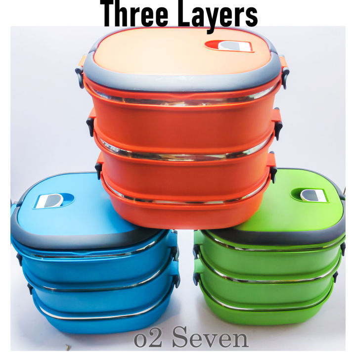 Airtight Lunch Box 3 layers | 2 Layers Round Rectangle| Single Lunch Box for School & Offices [2.7 Litres]