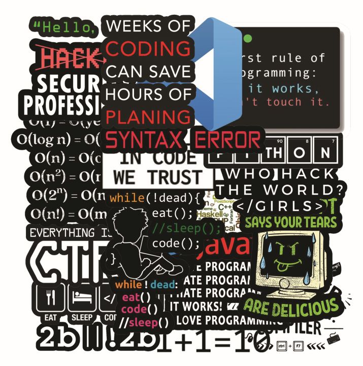 Multiple Programming Stickers Of Your Choice Available in Single, Pack of 3, 5, 8. 12, 15 Best Quality Aesthetic Cool Stickers For Computer Guys
