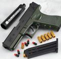 Glock Soft Bullet Toy Gun Shell Ejection Foam Darts Blaster Pistol Manual Airsoft Gun With Silencer For Kid Adult. 