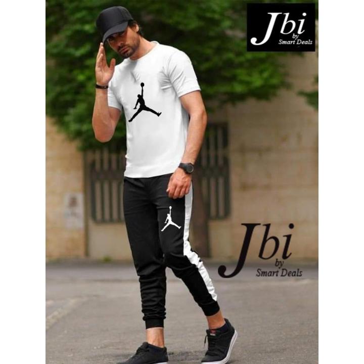 Summer Stylish Printed Tracksuit For Men Round Neck T Shirt For Mens Trouser With Printed Cap Tracksuit for Men Daraz.pk